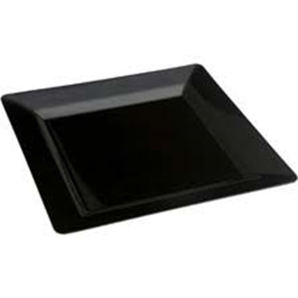 PLASTİK PORSELEN GÖRÜNÜMLÜ KARE SİYAH 18 CM 10 LU