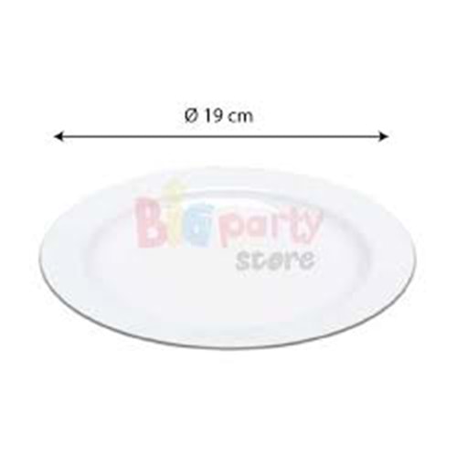 PLASTİK PORSELEN GÖRÜNÜMLÜ BEYAZ 19 CM 10 LU