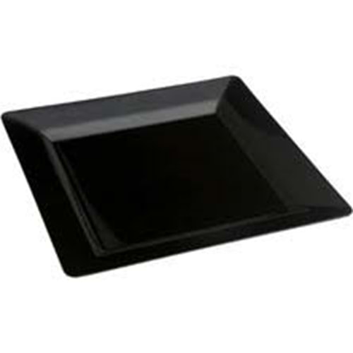 PLASTİK PORSELEN GÖRÜNÜMLÜ KARE SİYAH 22 CM 10 LU