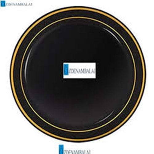 PLASTİK PORSELEN GÖRÜNÜMLÜ YUVARLAK SİYAH 26 CM 10 LU