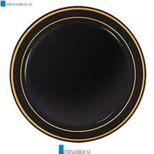 PLASTİK PORSELEN GÖRÜNÜMLÜ YUVARLAK SİYAH 23 CM 10 LU
