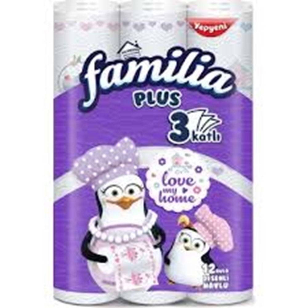 FAMİLYA PLUS DESENLİ HAVLU 12 Lİ 3 KAT