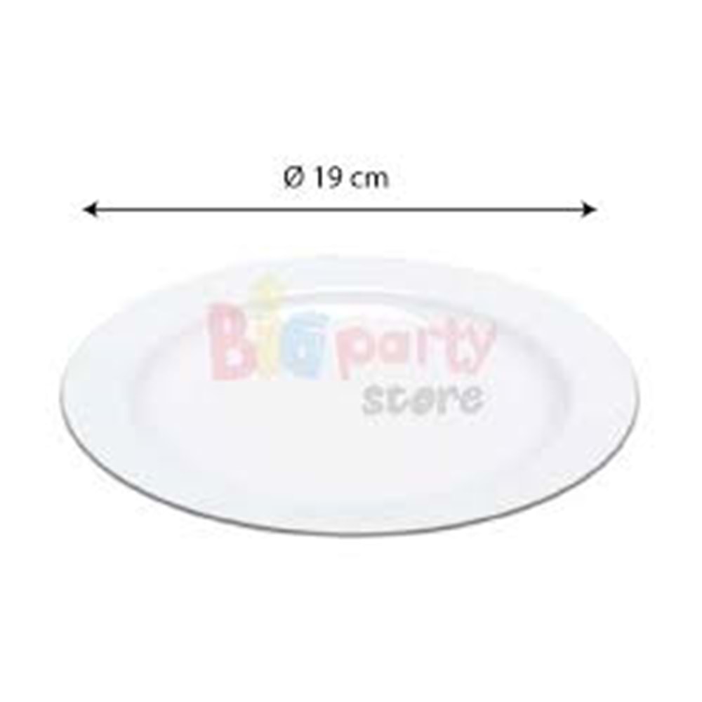 PLASTİK PORSELEN GÖRÜNÜMLÜ BEYAZ 19 CM 10 LU