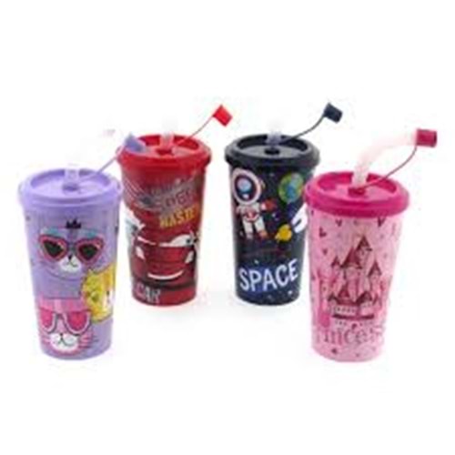 AQUA KAPAKLI PİPETLİ BARDAK 600 ML TP717